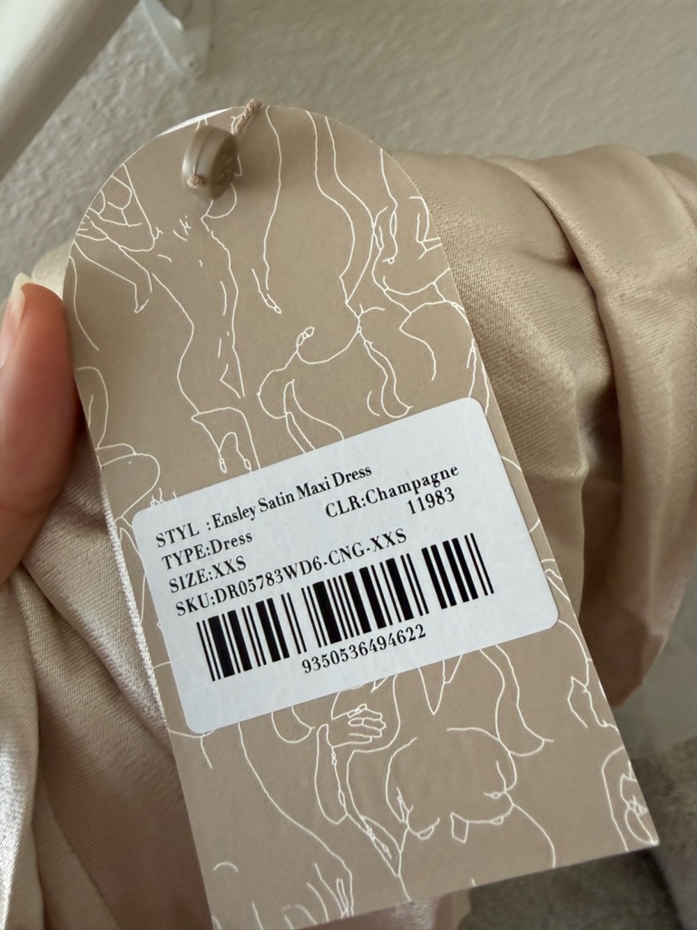 NWT Meshki Ensley Satin Maxi Dress Champagne - Picture 9 of 9